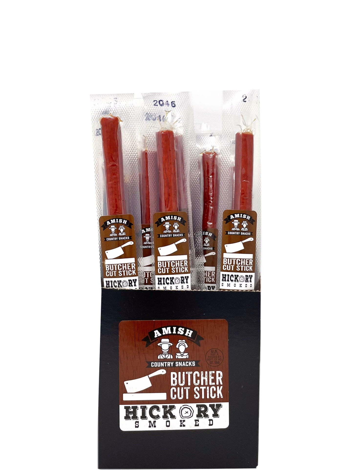 Butcher Cut Hickory Meat Sticks 24 count box - Amish Country Snacks