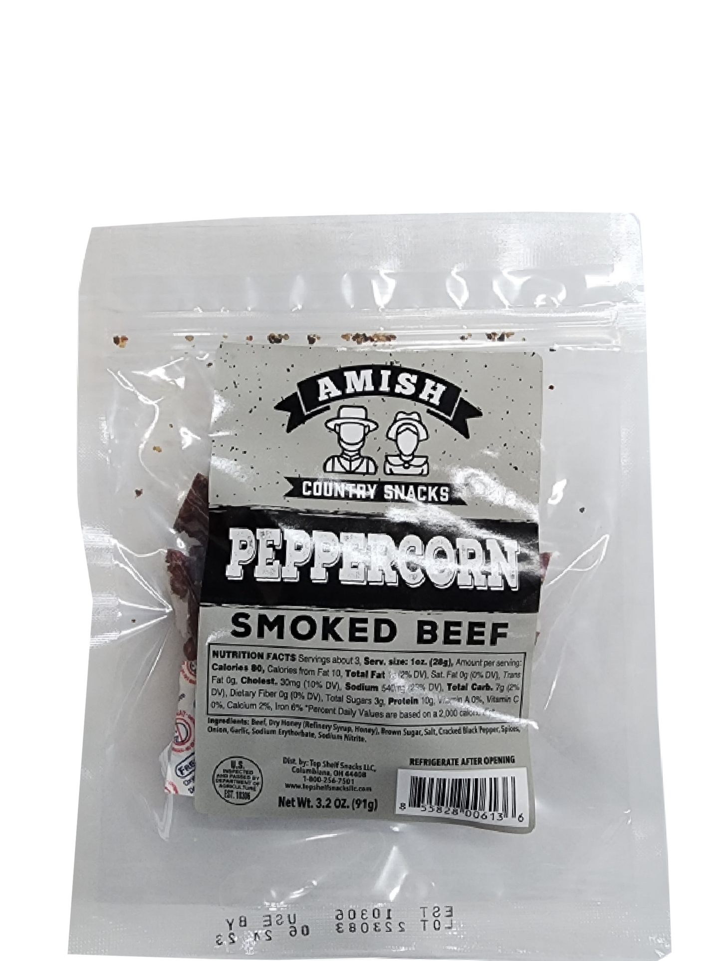 Amish Country Peppercorn Jerky 3.2 oz bag - Amish Country Snacks