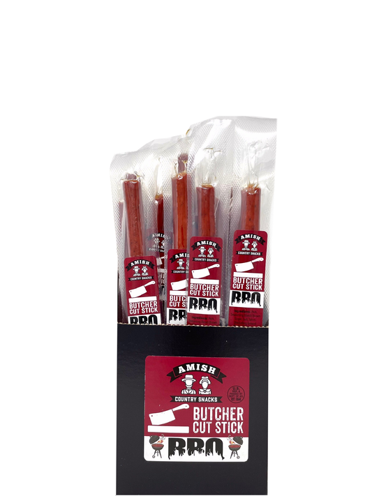 Butcher Cut BBQ Meat Sticks  24 count box - Amish Country Snacks