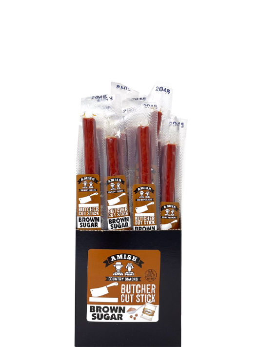 Butcher Cut Brown Sugar Meat Sticks   24 count box - Amish Country Snacks