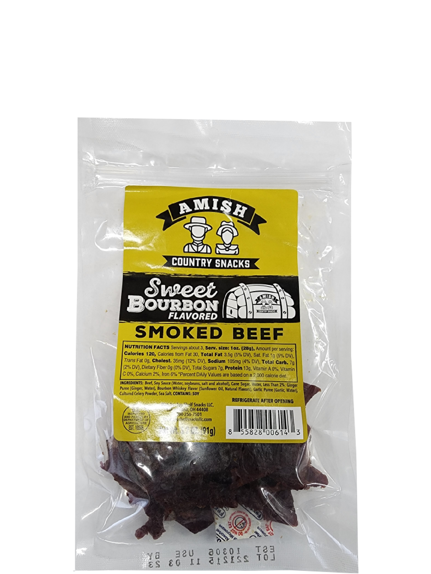 Amish Country Maple Bourbon Jerky 3.2 oz bag - Amish Country Snacks