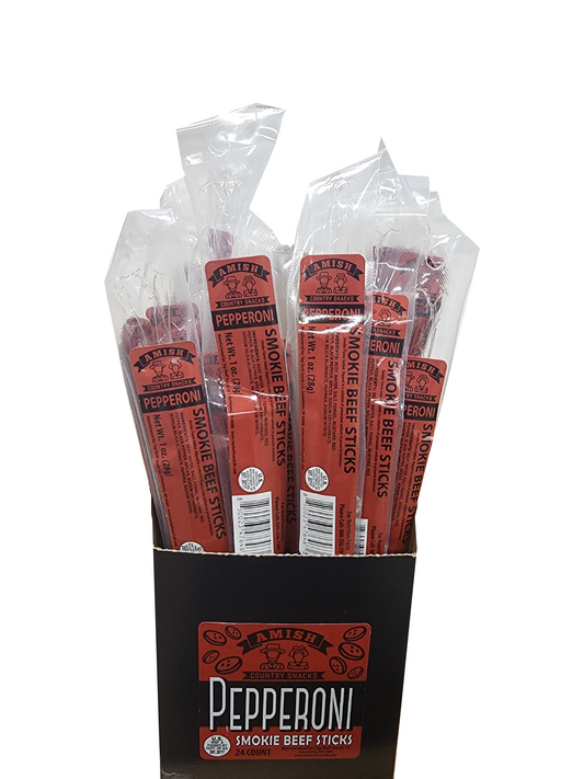 Amish Pepperoni Beef Sticks 24 count box - Amish Country Snacks