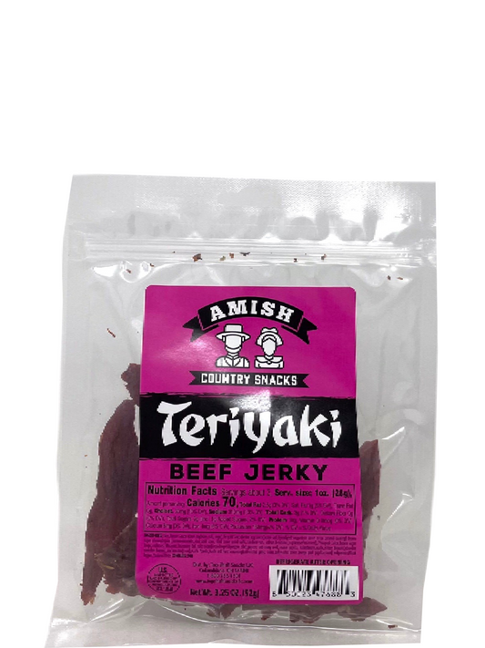 Amish Country Teriyaki Jerky  3.25 oz bag - Amish Country Snacks