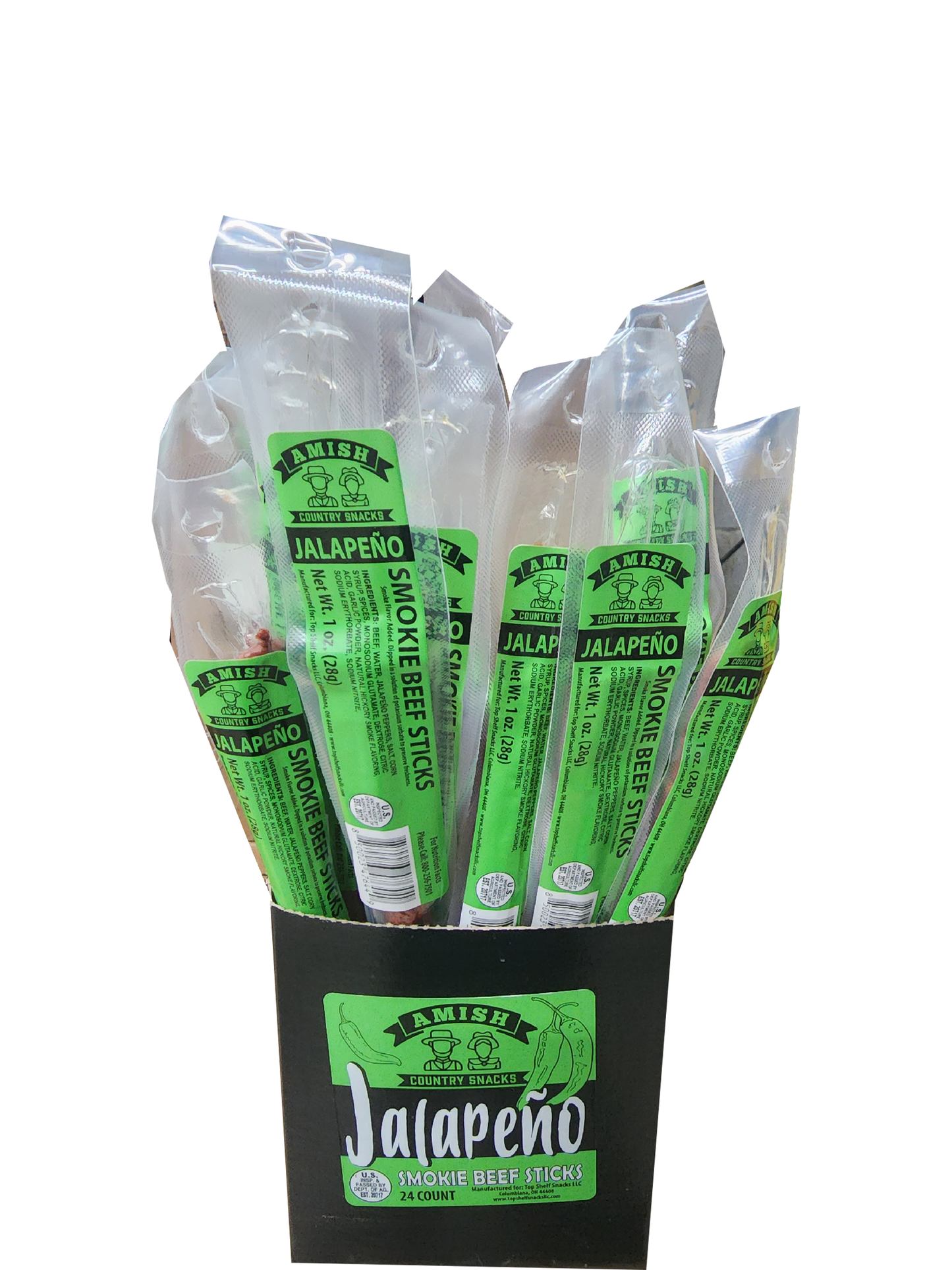 Amish Jalapeno Beef Sticks 24 count box - Amish Country Snacks