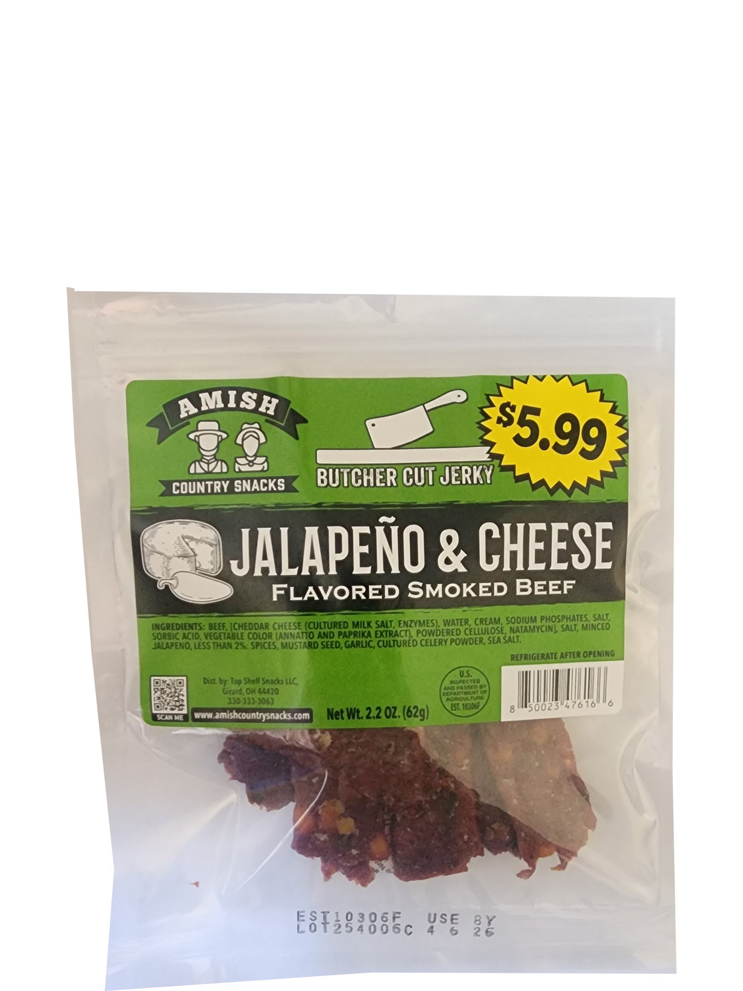 Jalapeno Jerky 2.2 oz bag - Amish Country Snacks