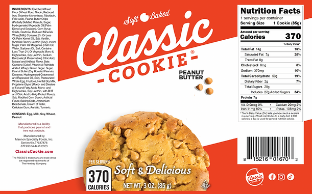 Classic Peanut Butter Reese's Cookie 8 count box - Amish Country Snacks