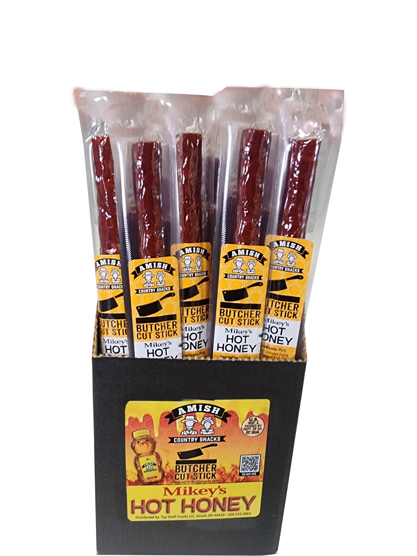 Hot/Honey Butcher Cut Meat Sticks 24ct box – Amish Country Snacks