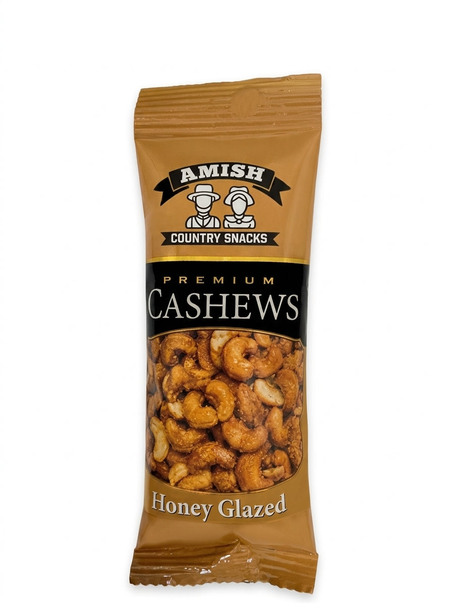 Amish Tube Honey Cashews Individual Bag - Amish Country Snacks