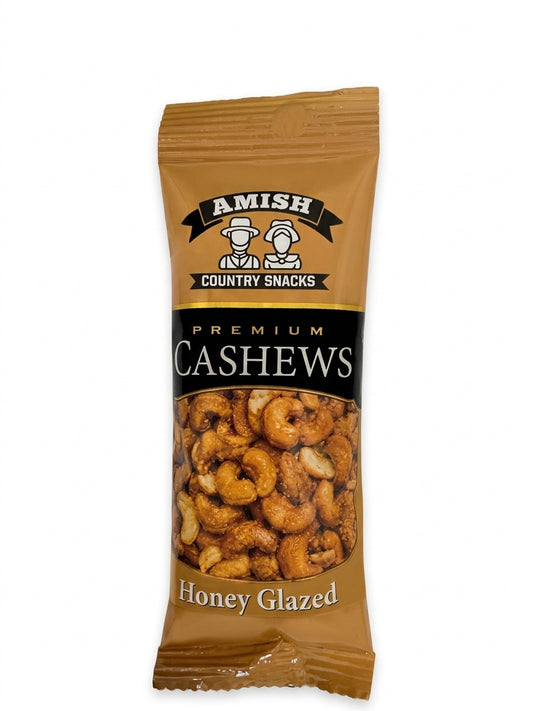 Amish Tube Honey Cashews Individual Bag - Amish Country Snacks