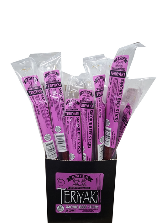 Amish Teriyaki Beef Sticks 24 count box - Amish Country Snacks