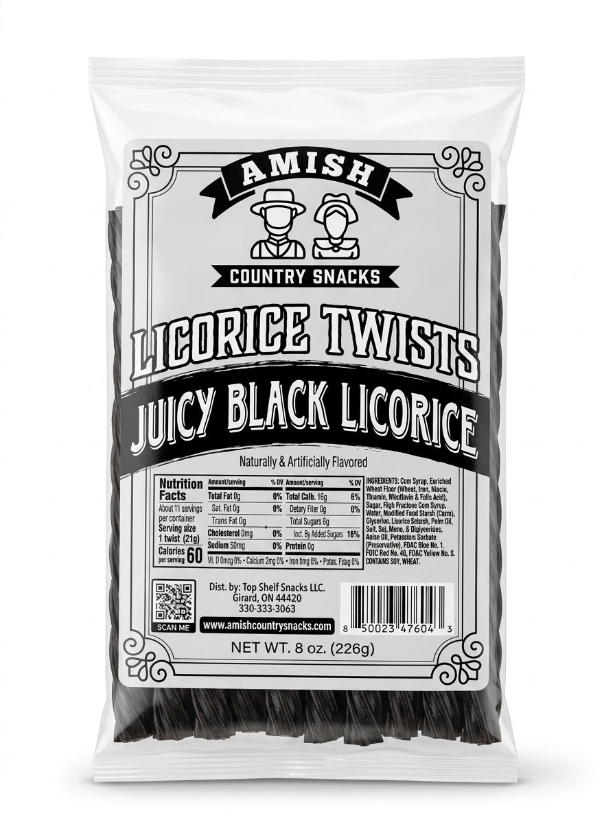 8 oz  Black Licorice  12 ct / case  145314 - Amish Country Snacks