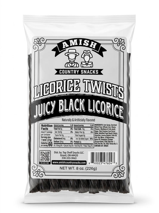 8 oz  Black Licorice  12 ct / case  145314 - Amish Country Snacks