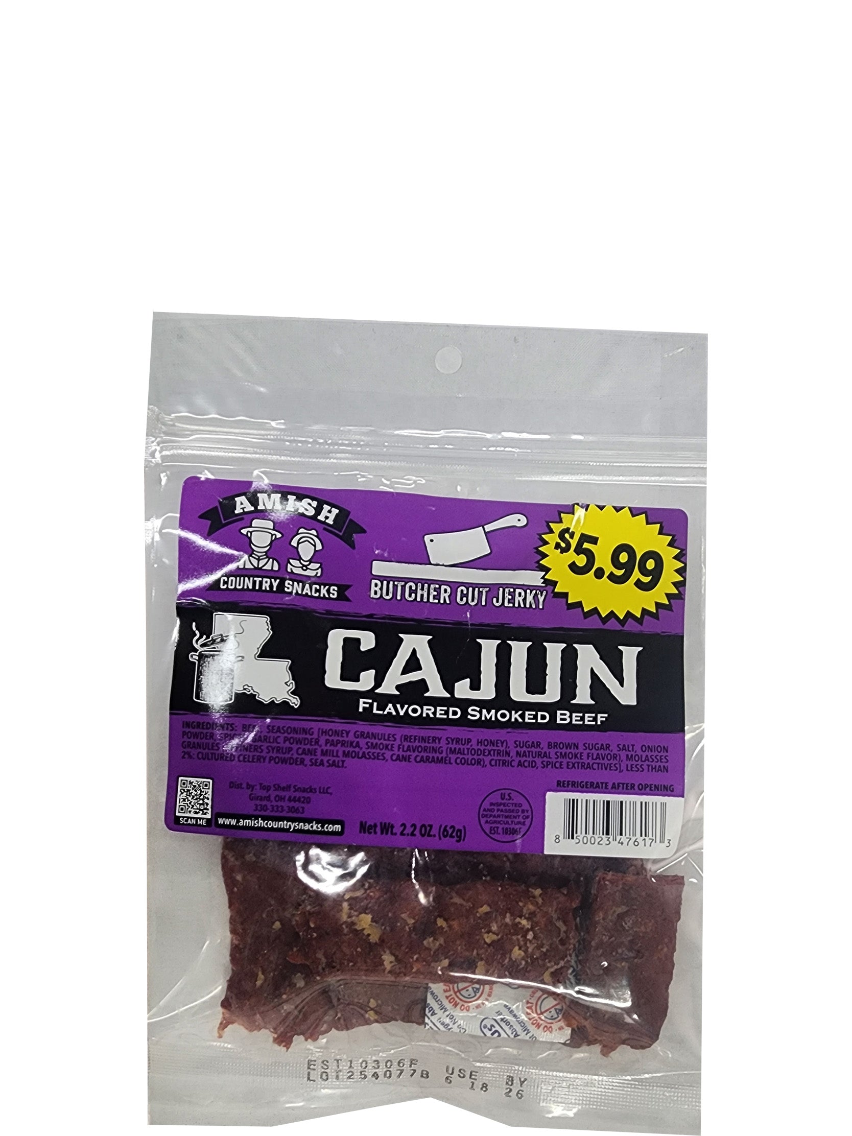 Cajun Jerky 2.2 oz bag - Amish Country Snacks