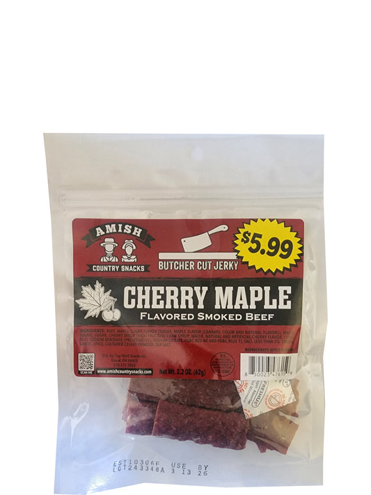 Cherry Maple Jerky  2.2 oz bag - Amish Country Snacks