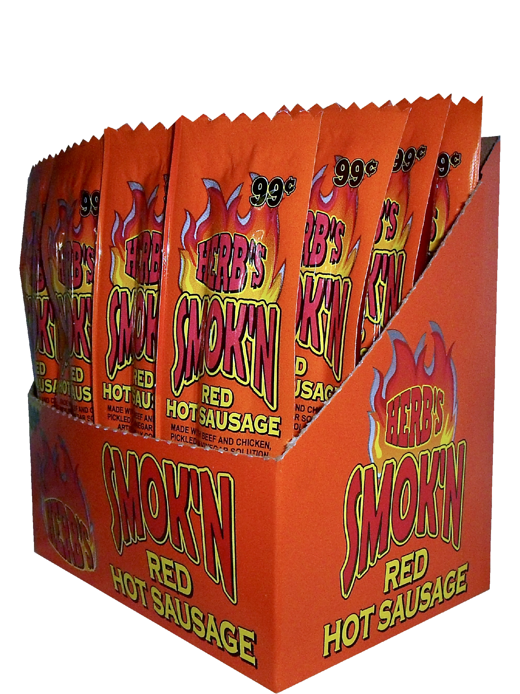 Herb's Smokin Hot Sausage 20 count box of 1.5 oz snacks - Amish Country Snacks