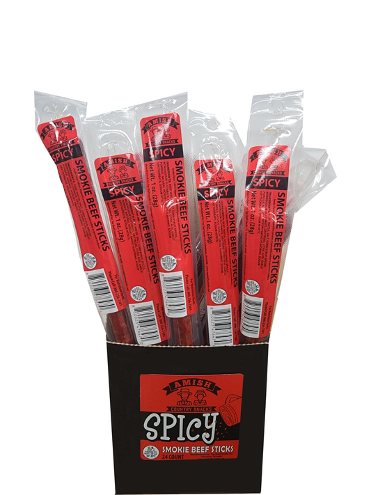 Amish Spicy Beef Sticks 24 count box - Amish Country Snacks