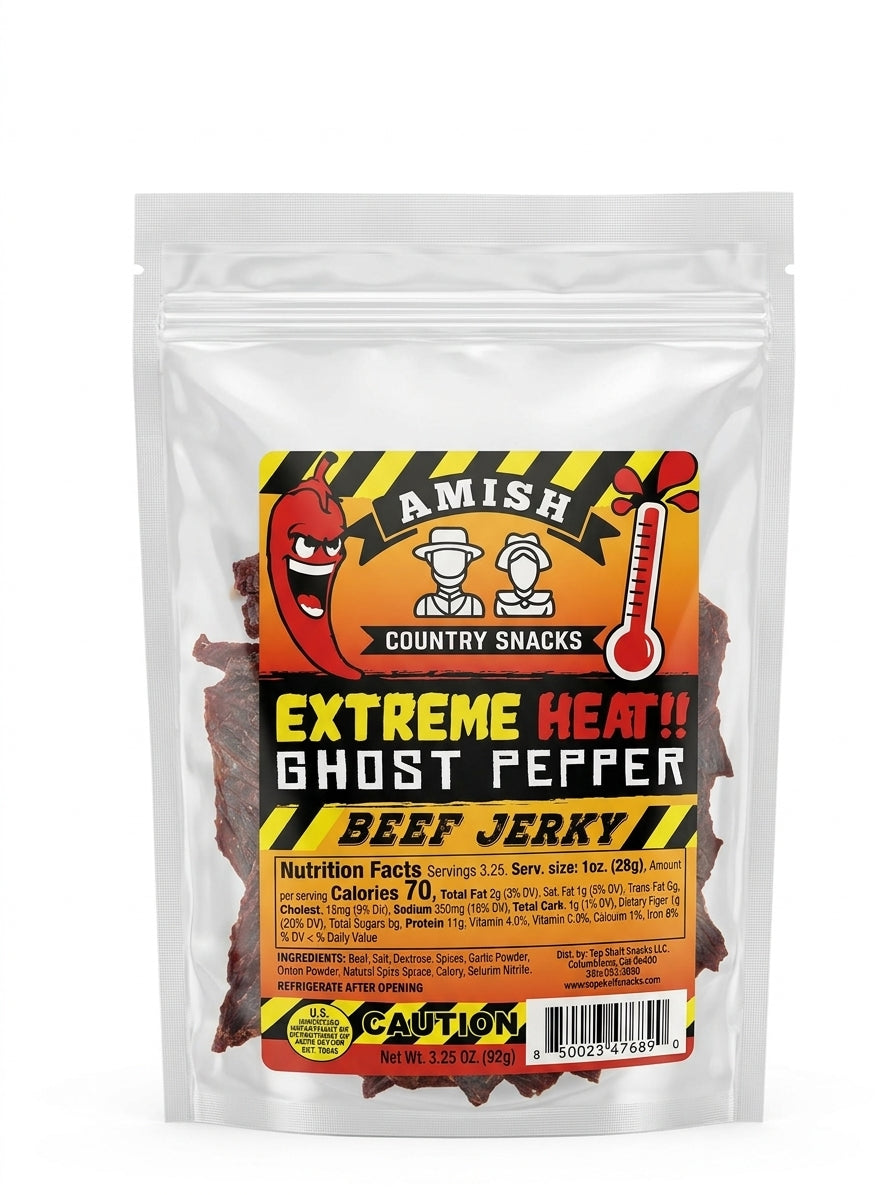 Amish Ghost Pepper Jerky 3.25 oz bag - Amish Country Snacks