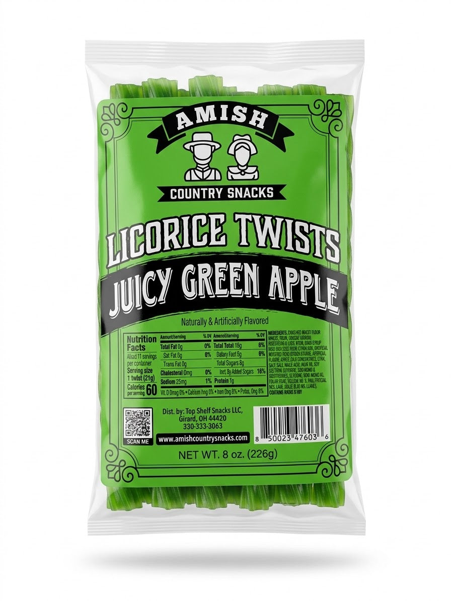 8 oz  Green Apple Licorice  12 ct / case     145316 - Amish Country Snacks