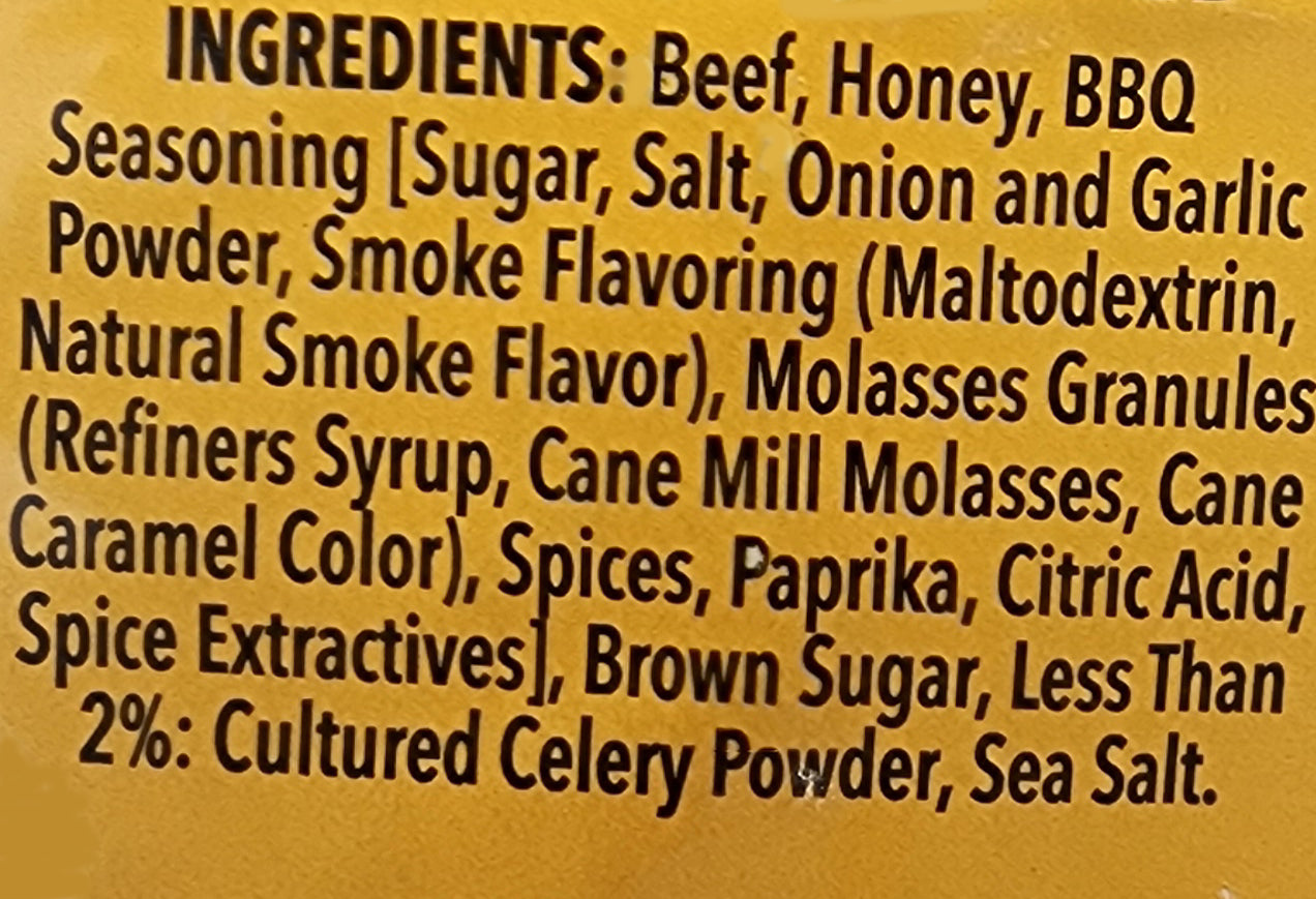 Butcher Cut Honey BBQ Beef Jerky 24 count box - Amish Country Snacks