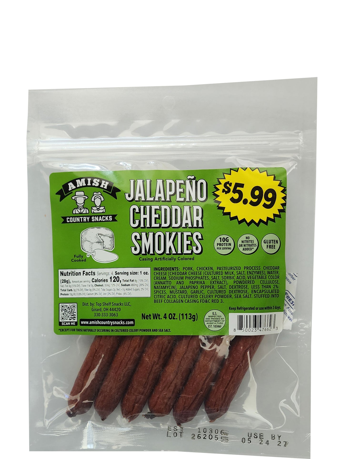 Jalapeno Cheddar Smokies - Amish Country Snacks