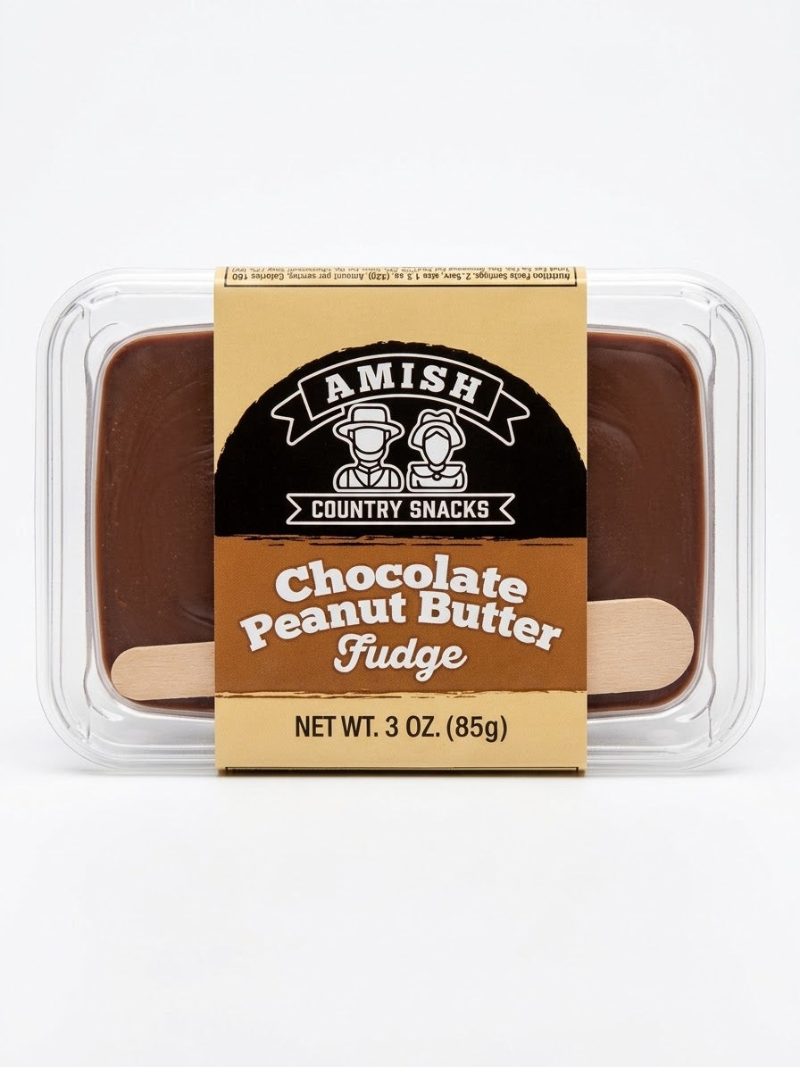 Amish Choc/Peanut Butter Fudge Individually Wrapped - Amish Country Snacks