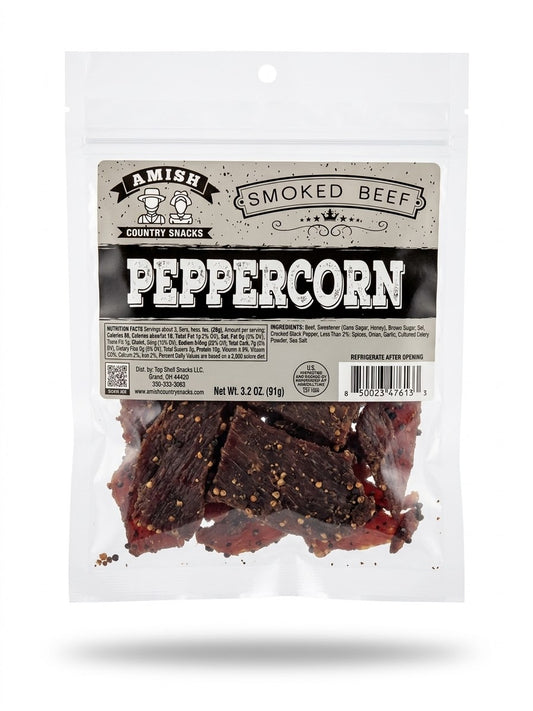 Amish Country  Peppercorn Jerky  3.2 oz bag - Amish Country Snacks