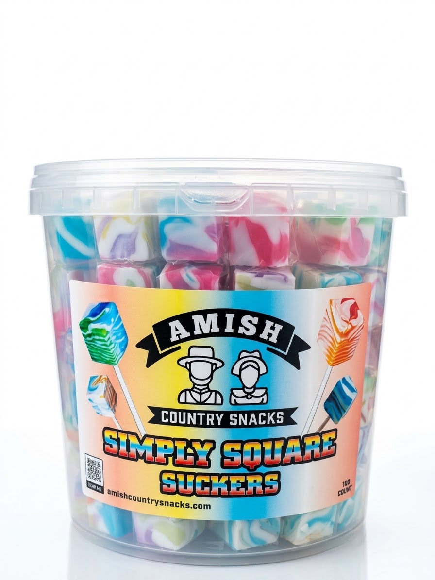 Simply Square Suckers 100 ct bucket - Amish Country Snacks