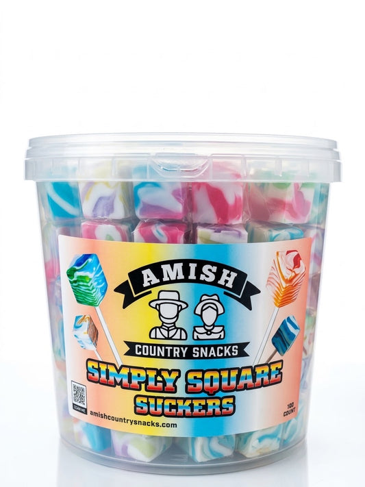 Simply Square Suckers 100 ct bucket - Amish Country Snacks