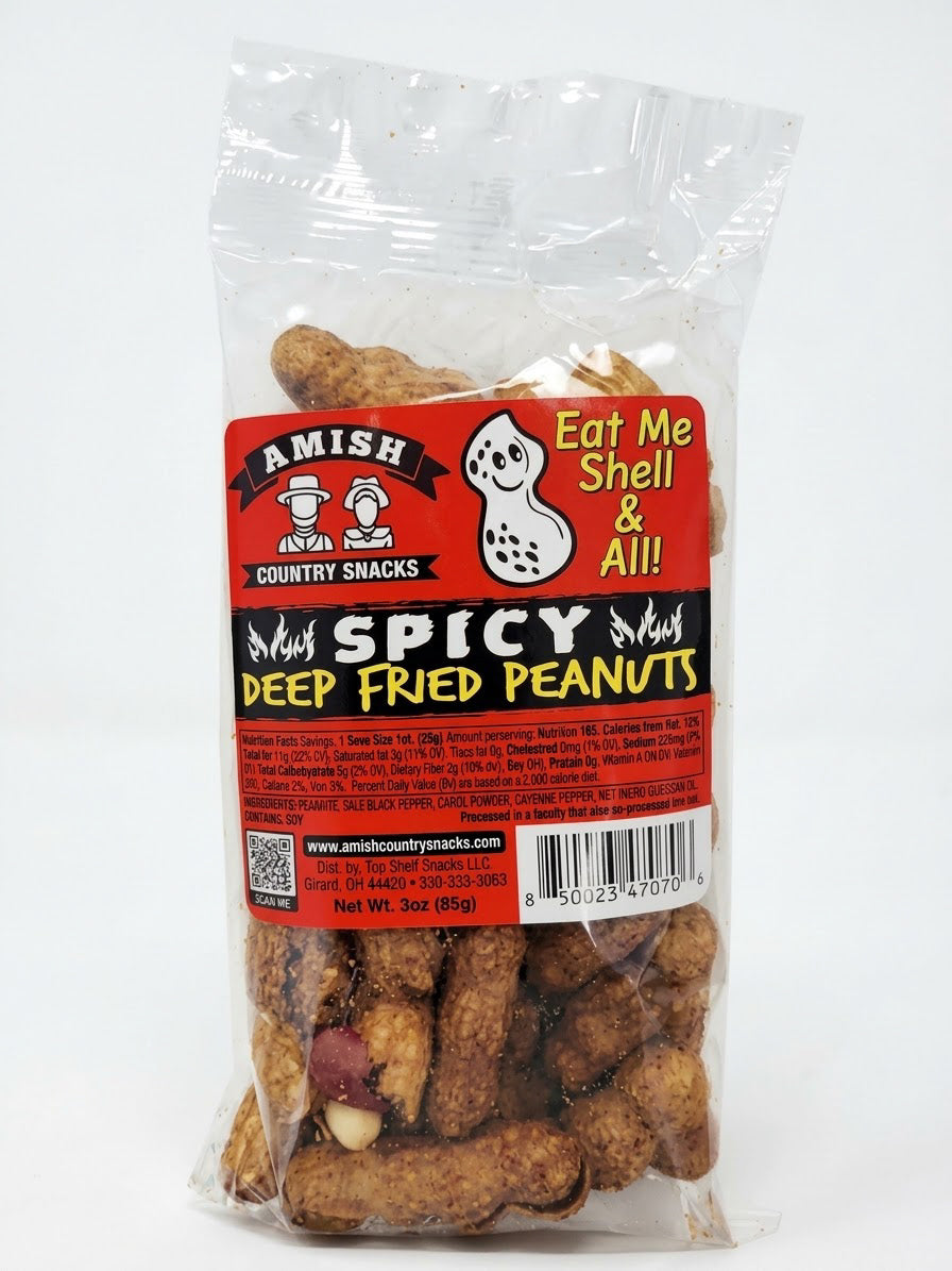 Spicy Deep Fried Shell 3oz bag - Amish Country Snacks