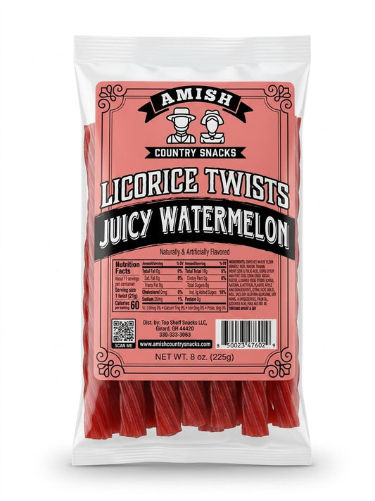 8 oz  Watermelon Licorice  12 ct / case   145317 - Amish Country Snacks